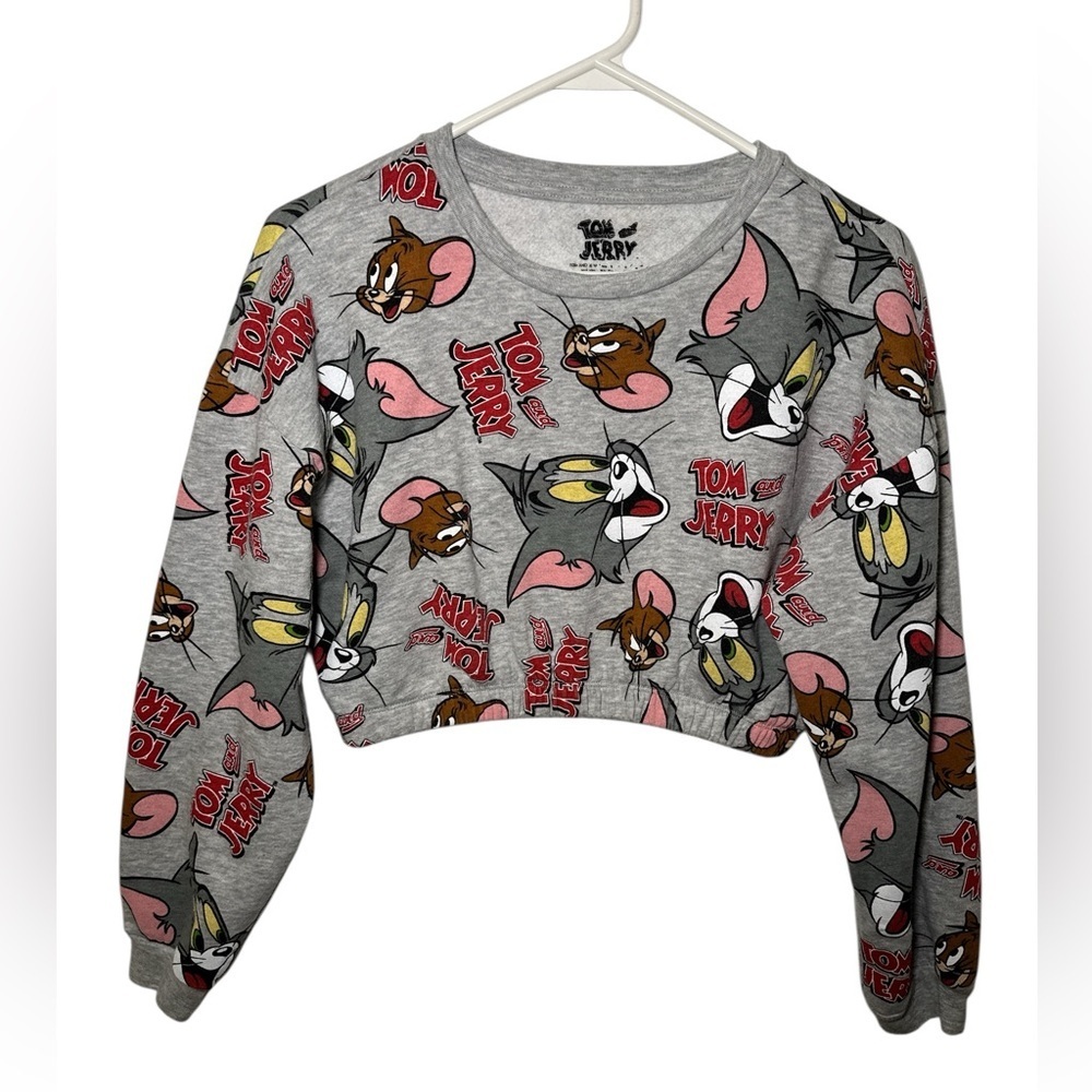 Tom and Jerry Graphic Cropped Sweatshirt
